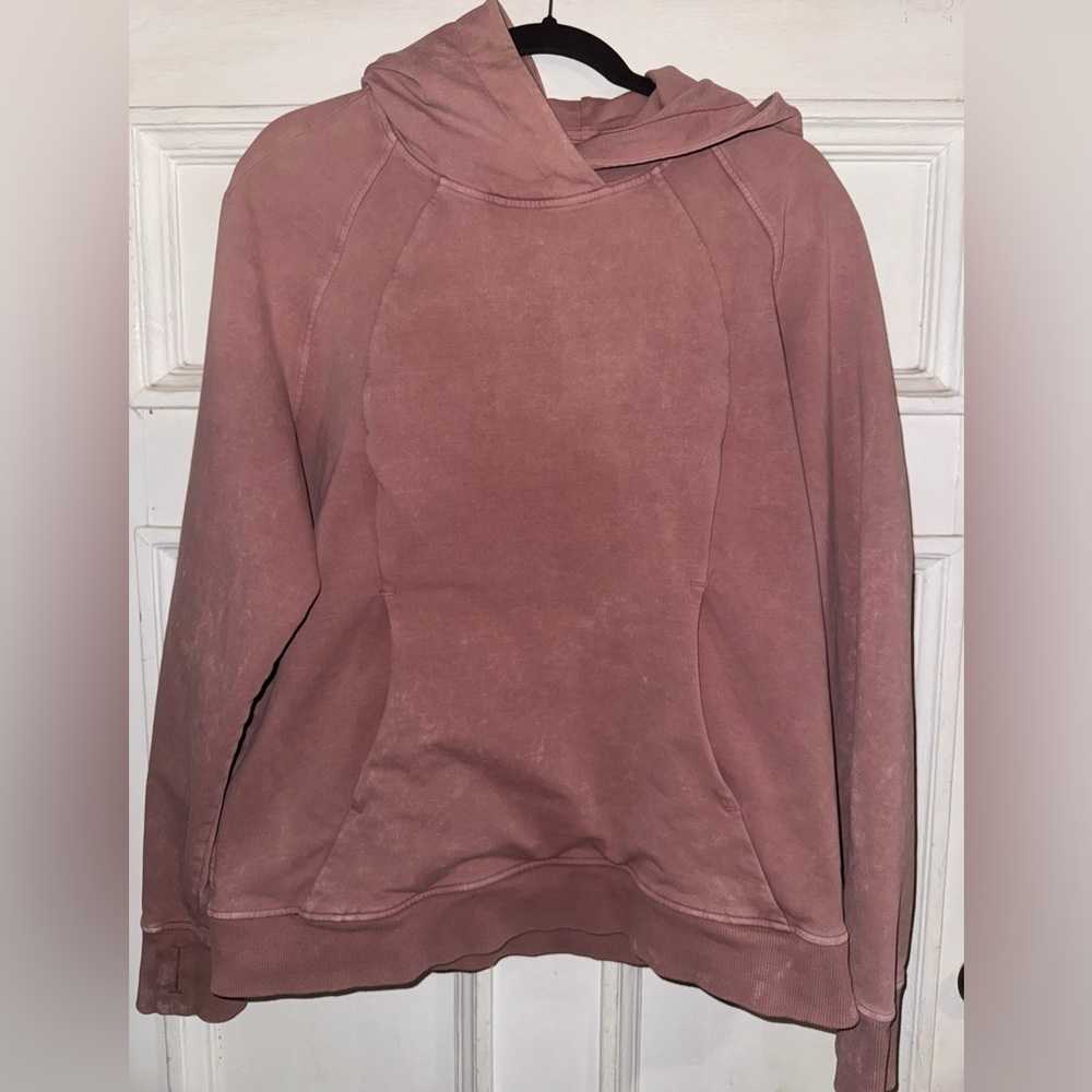 lululemon Scuba Pullover Hoodie, likely in a "Washed Quicksand" size 12